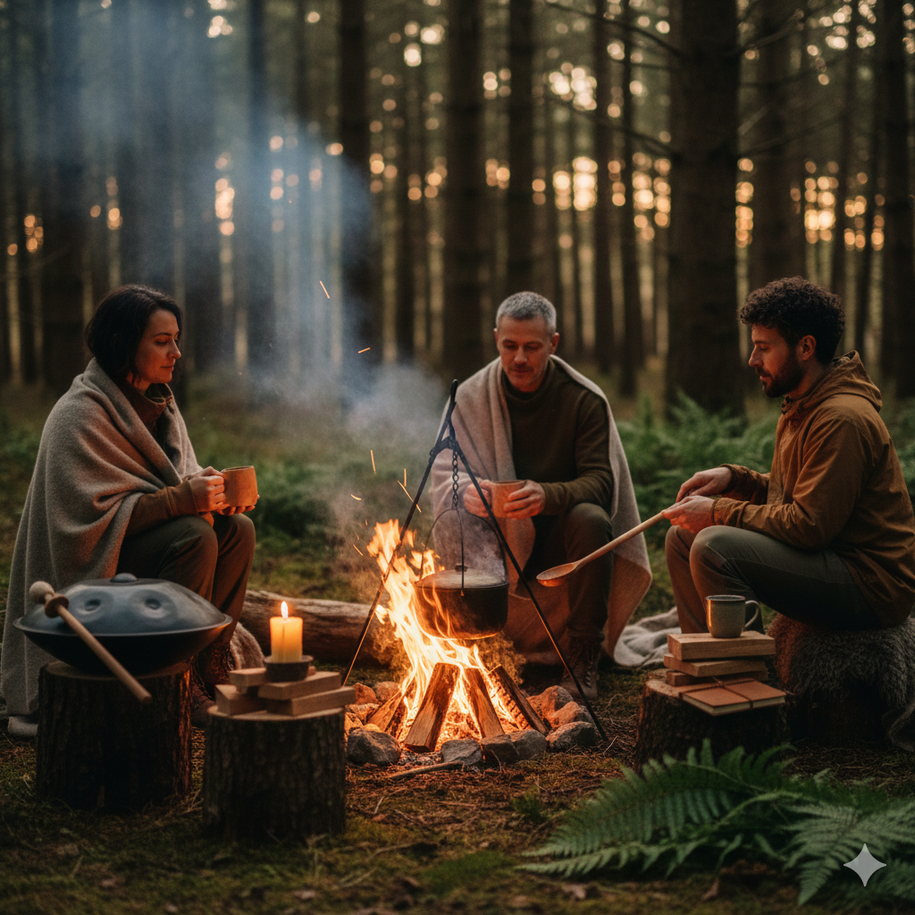Czas w lesie przy ognisku